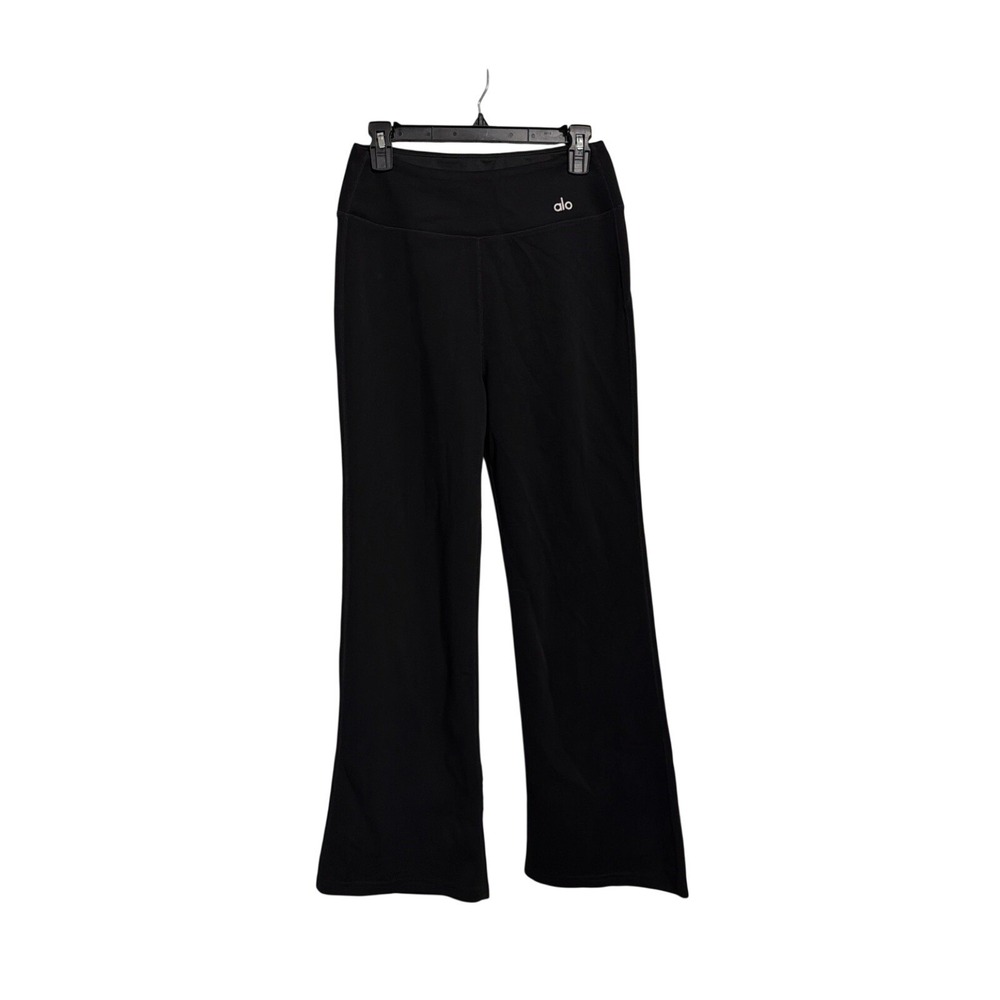 Alo Yoga Womens Black High Waist Wide Leg Flare Yoga Pants M/L No Size Tag